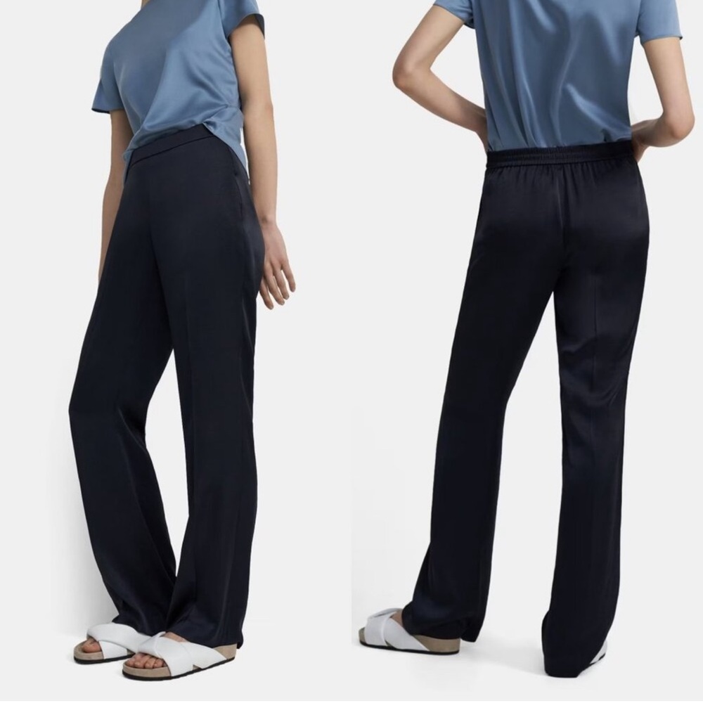 Theory Navy Satin Pants 6